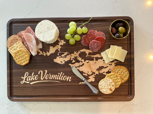 Lake Vermilion Map Board - Walnut
